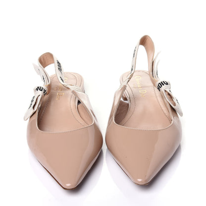 Christian Dior Patent Ribbon J'Adior Slingback Ballet Flats 38 Nude 6 of 11