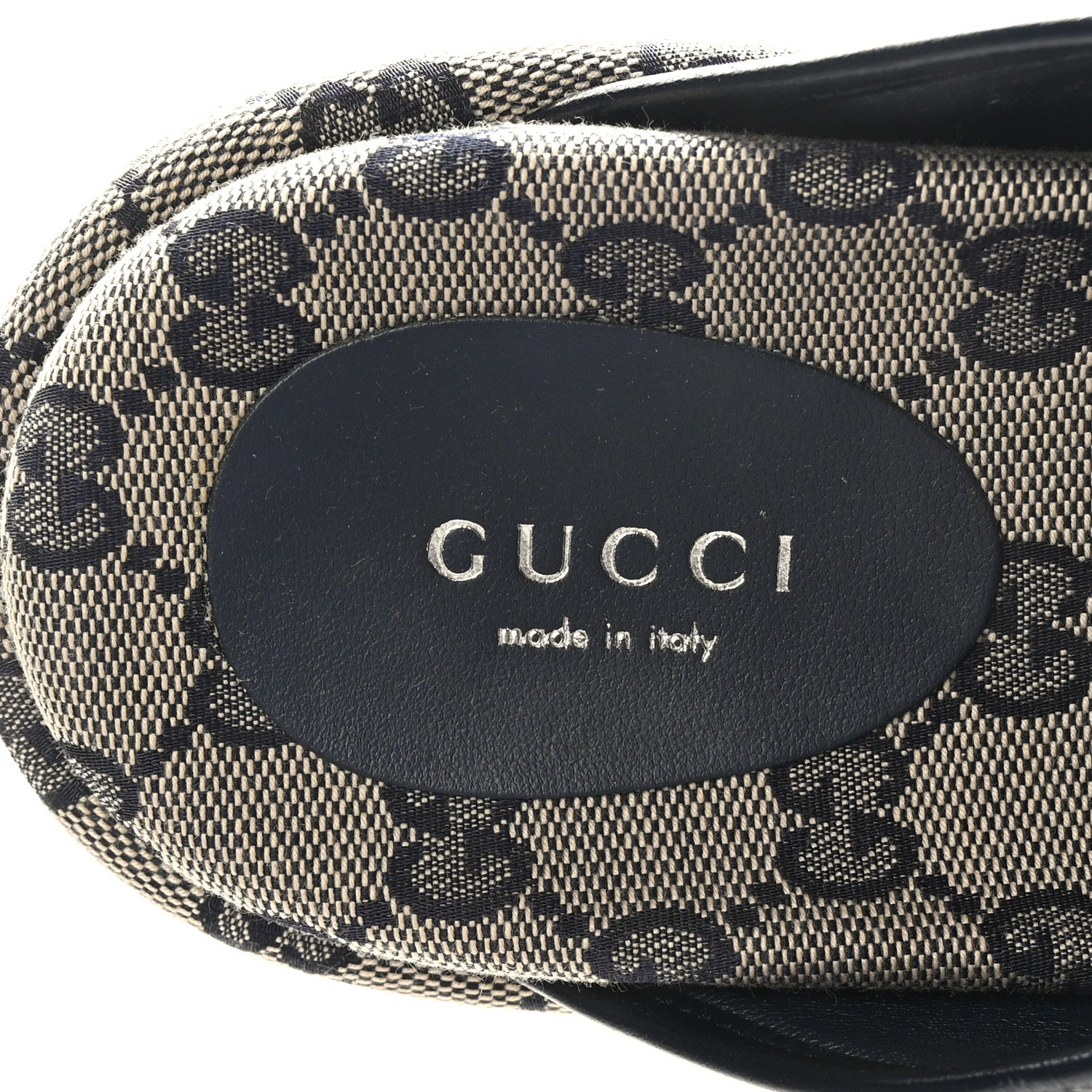 Gucci Monogram Criss Cross Platform Slide Sandals 38 Beige Blue 7 of 7