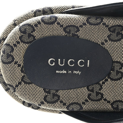 Gucci Monogram Criss Cross Platform Slide Sandals 38 Beige Blue 7 of 7
