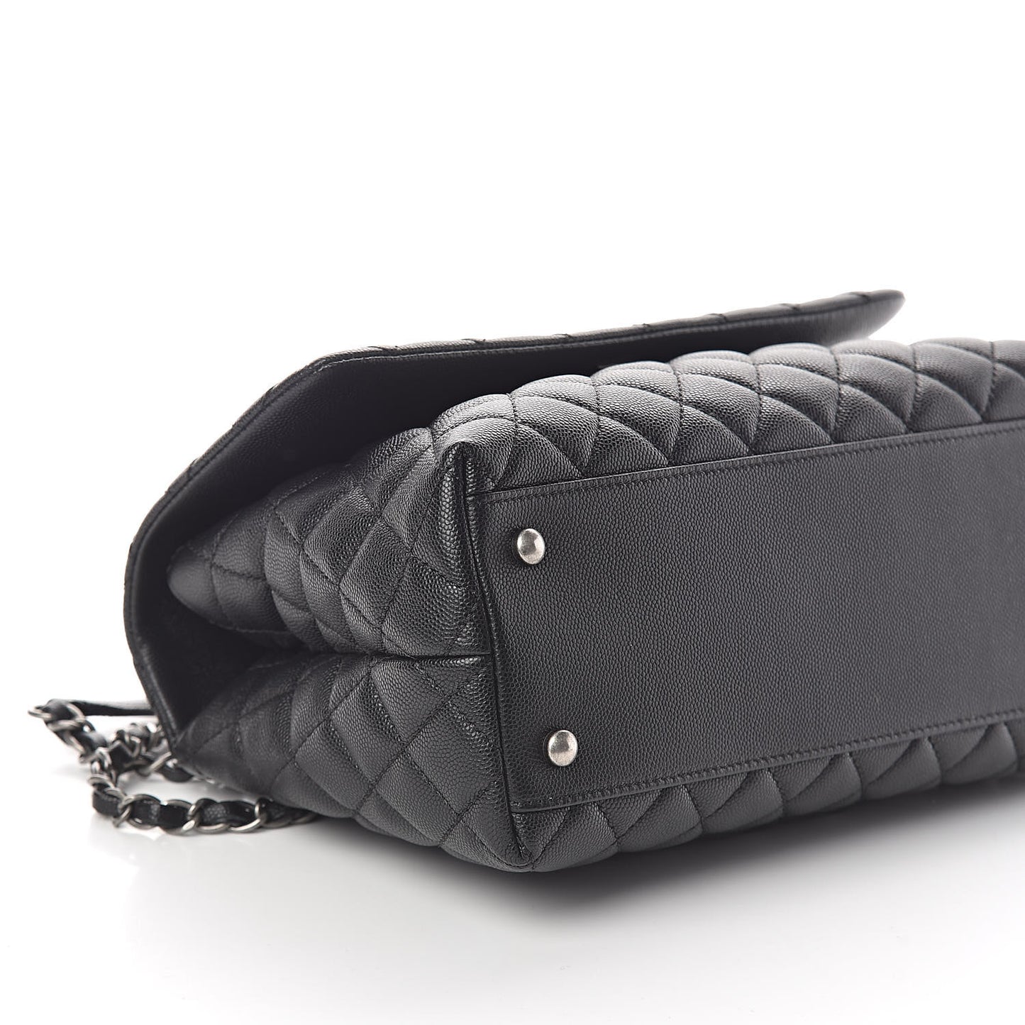 Caviar Lizard Quilted Small Coco Handle Flap Black