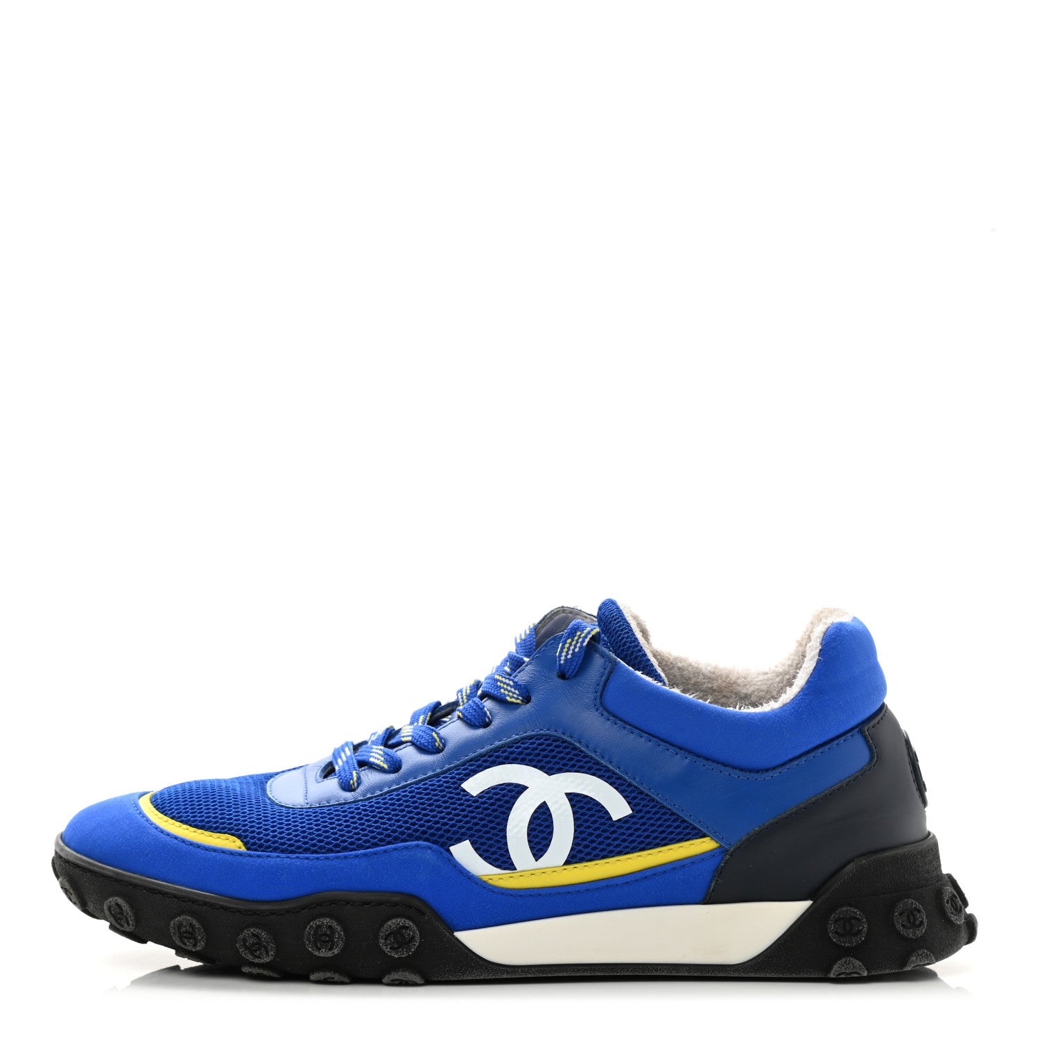 Chanel Calfskin Mesh Lycra Womens Logo Sneakers 39 Royal Blue 1 of 9