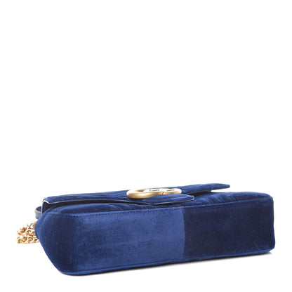 Gucci Velvet Matelasse Medium GG Marmont Shoulder Bag Cobalt Blue 4 of 11
