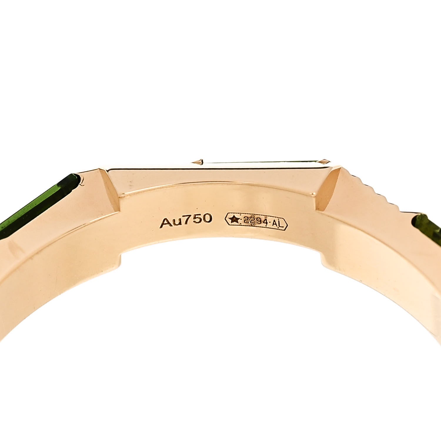 Gucci 18K Yellow Gold Green Tourmaline Narrow Link to Love Ring 53 6.25 5 of 7