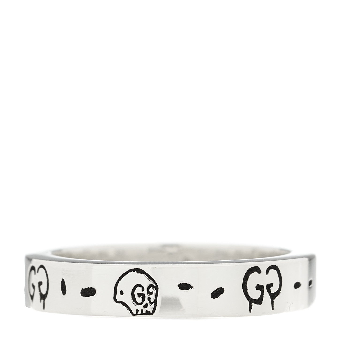 Gucci Sterling Silver Narrow GucciGhost Hamlet Skull Ring 53 6.25 1 of 6