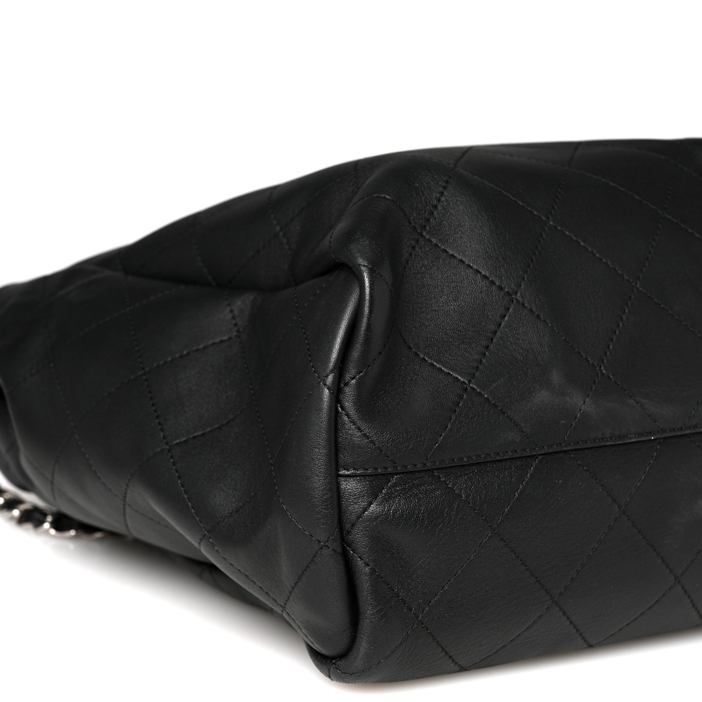 Calfskin Stitched Large Lady Coco Shopping Tote Black