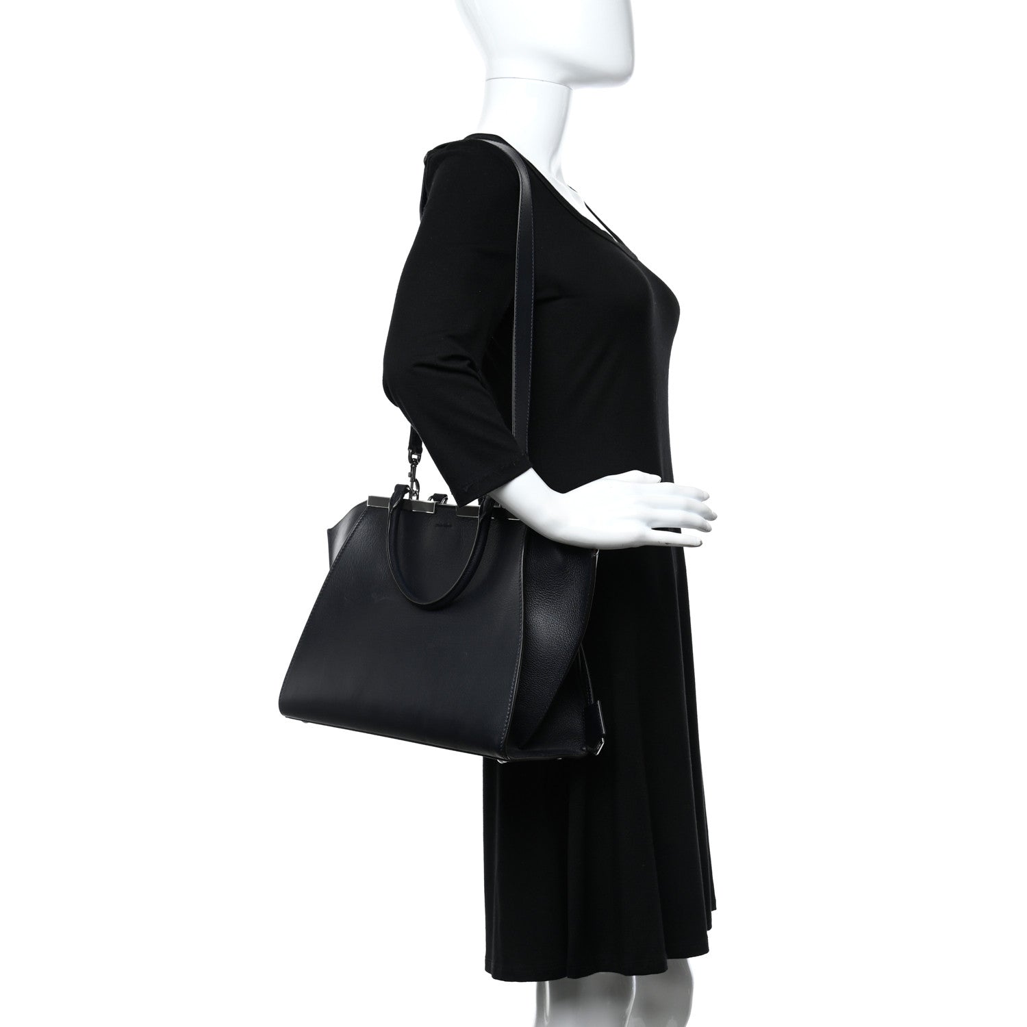 Fendi Vitello Dolce Marmol Shiny Nappa Petite 3Jours Tote Blue Notte 2 of 23