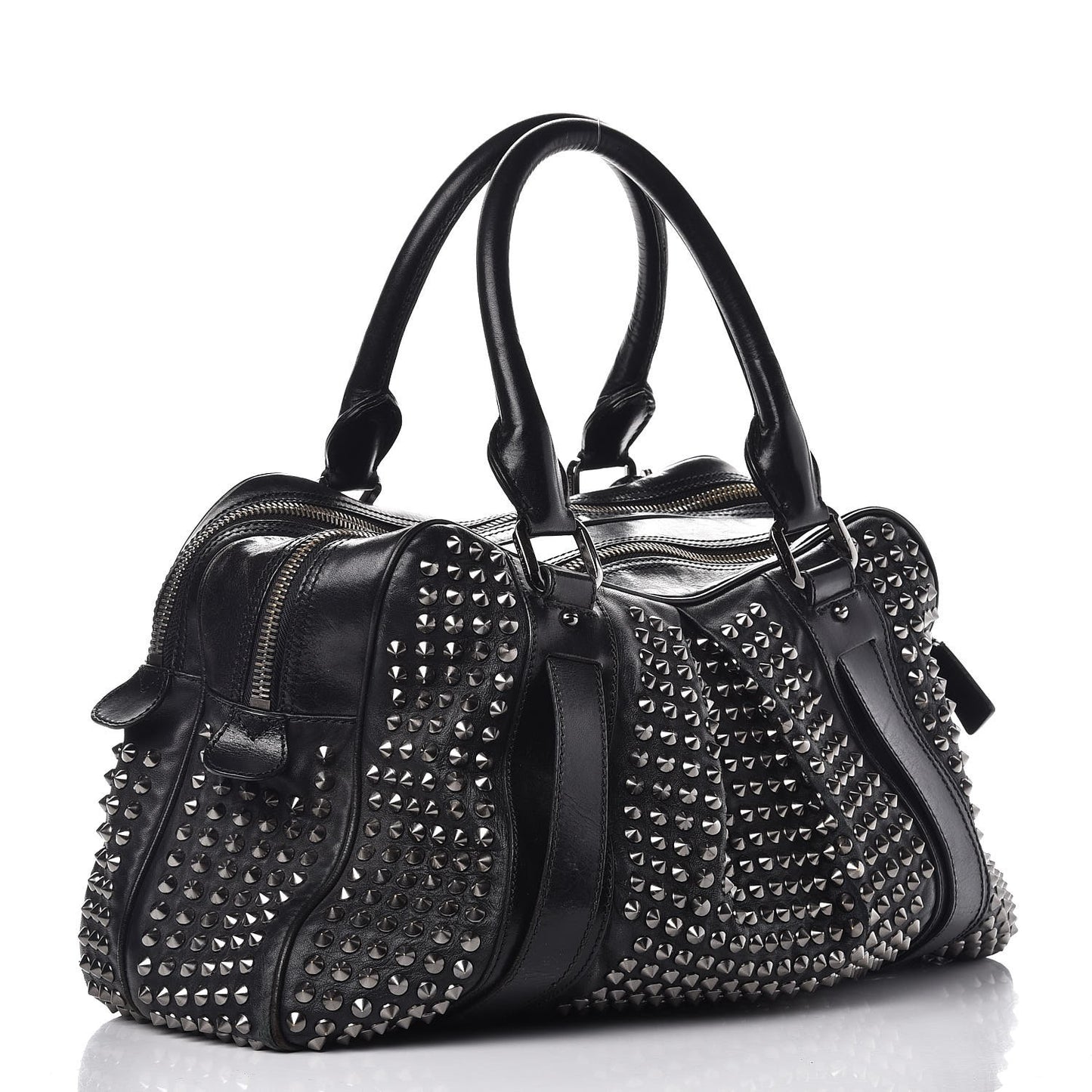 Prorsum Calfskin Studded Knight Satchel Black
