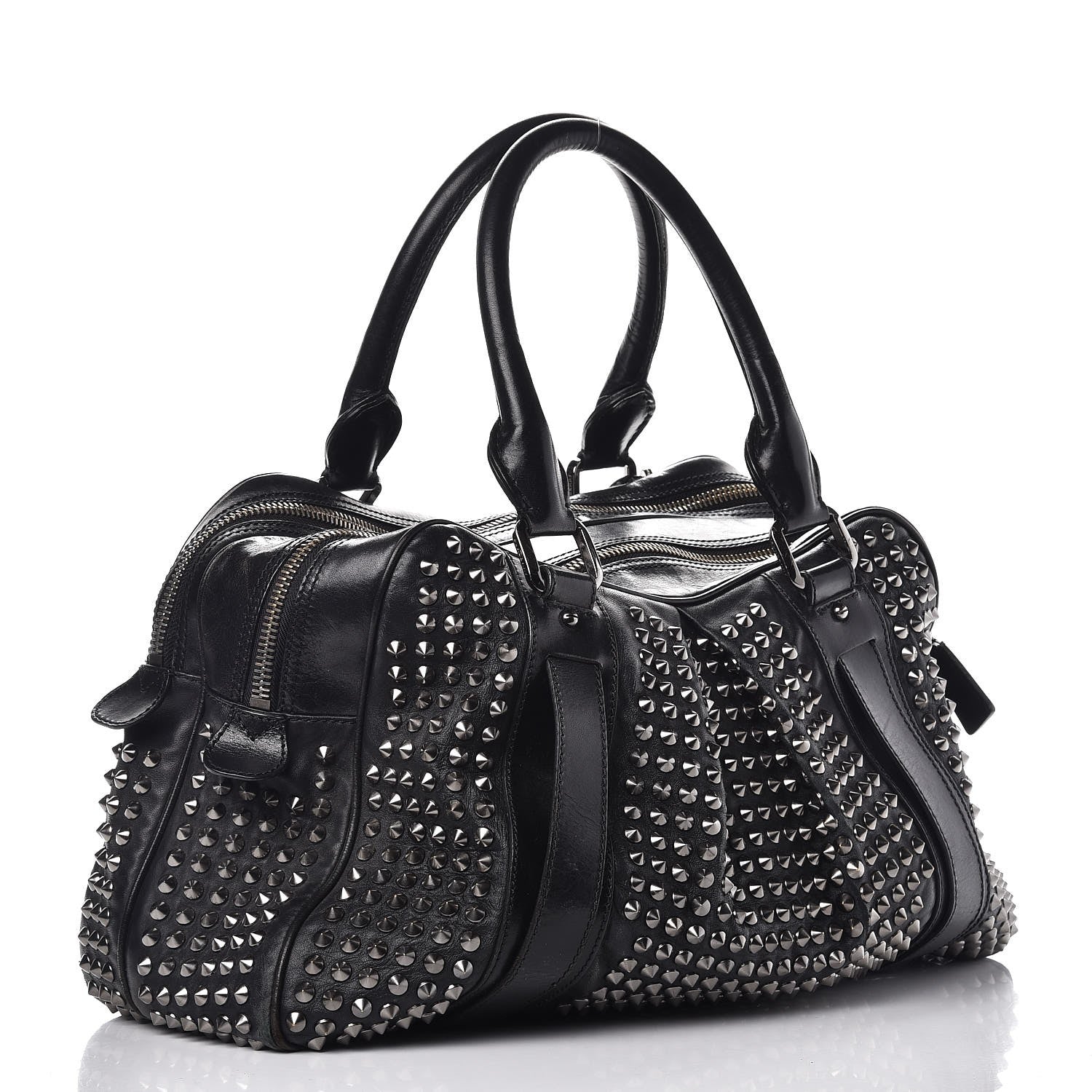 Burberry Prorsum Calfskin Studded Knight Satchel Black 4 of 22