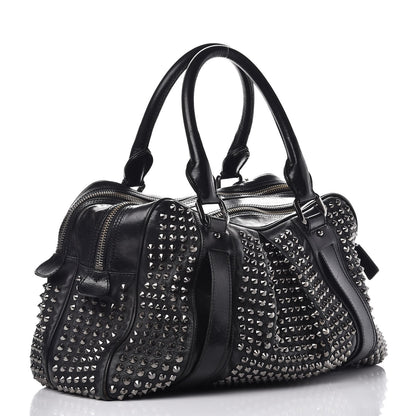 Burberry Prorsum Calfskin Studded Knight Satchel Black 4 of 22