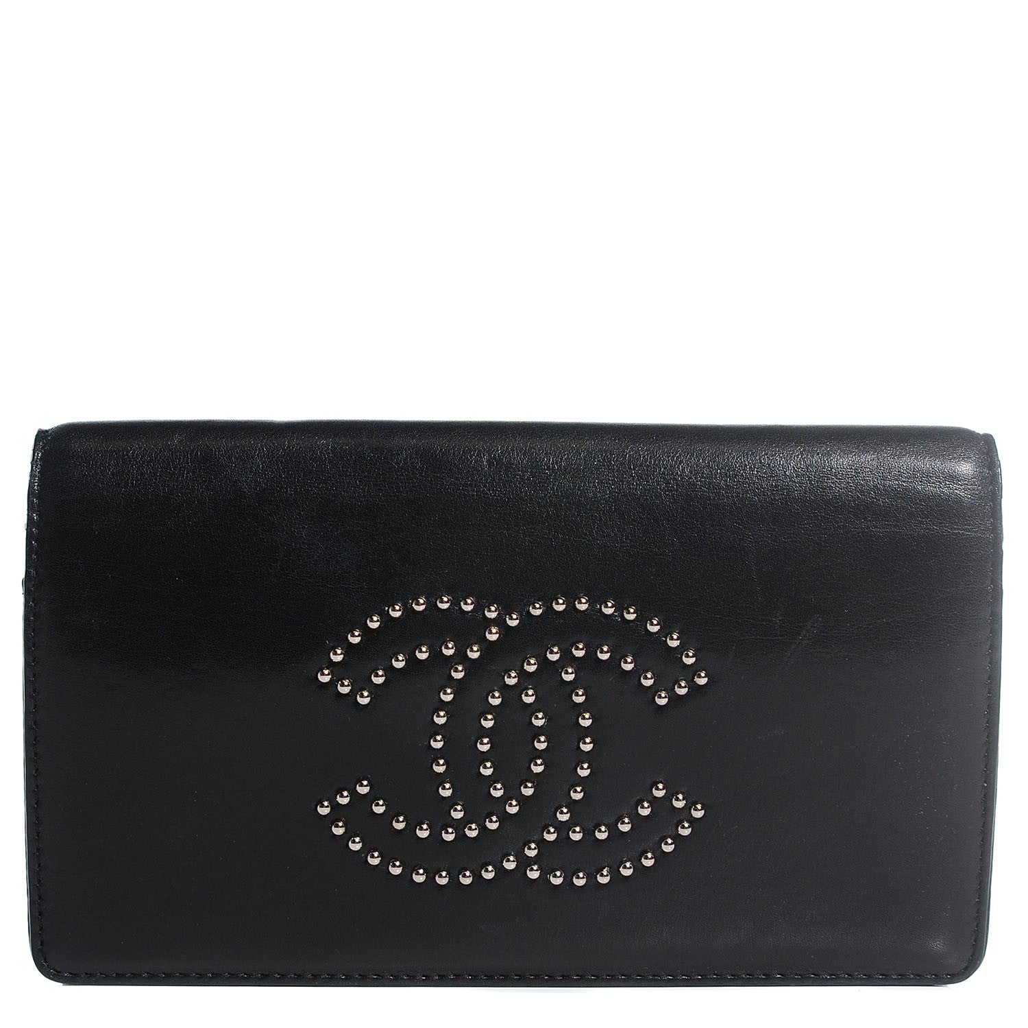 Chanel Lambskin Studded CC Yen Wallet Black 1 of 8