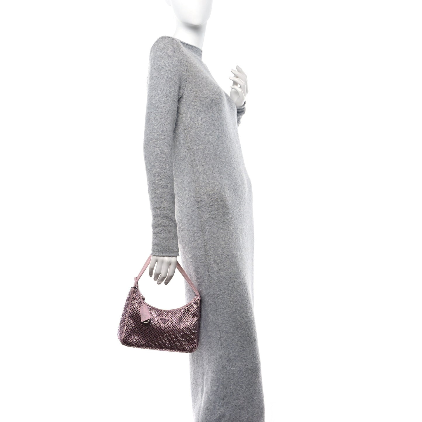 Satin Crystal Mini Re-Edition 2000 Bag Alabastro