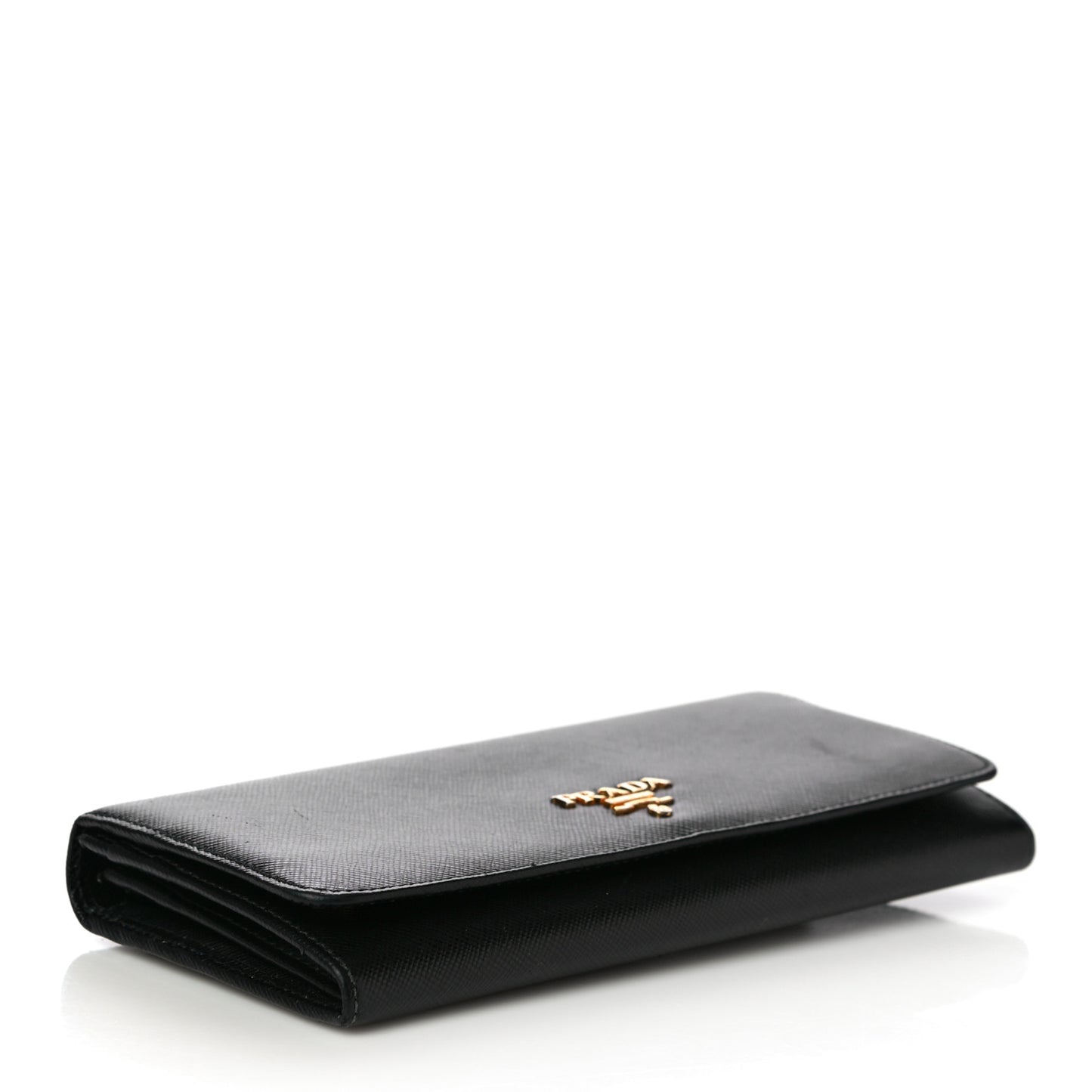 Saffiano Metal Continental Flap Wallet Black