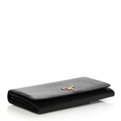 Prada Saffiano Metal Continental Flap Wallet Black 4 of 11