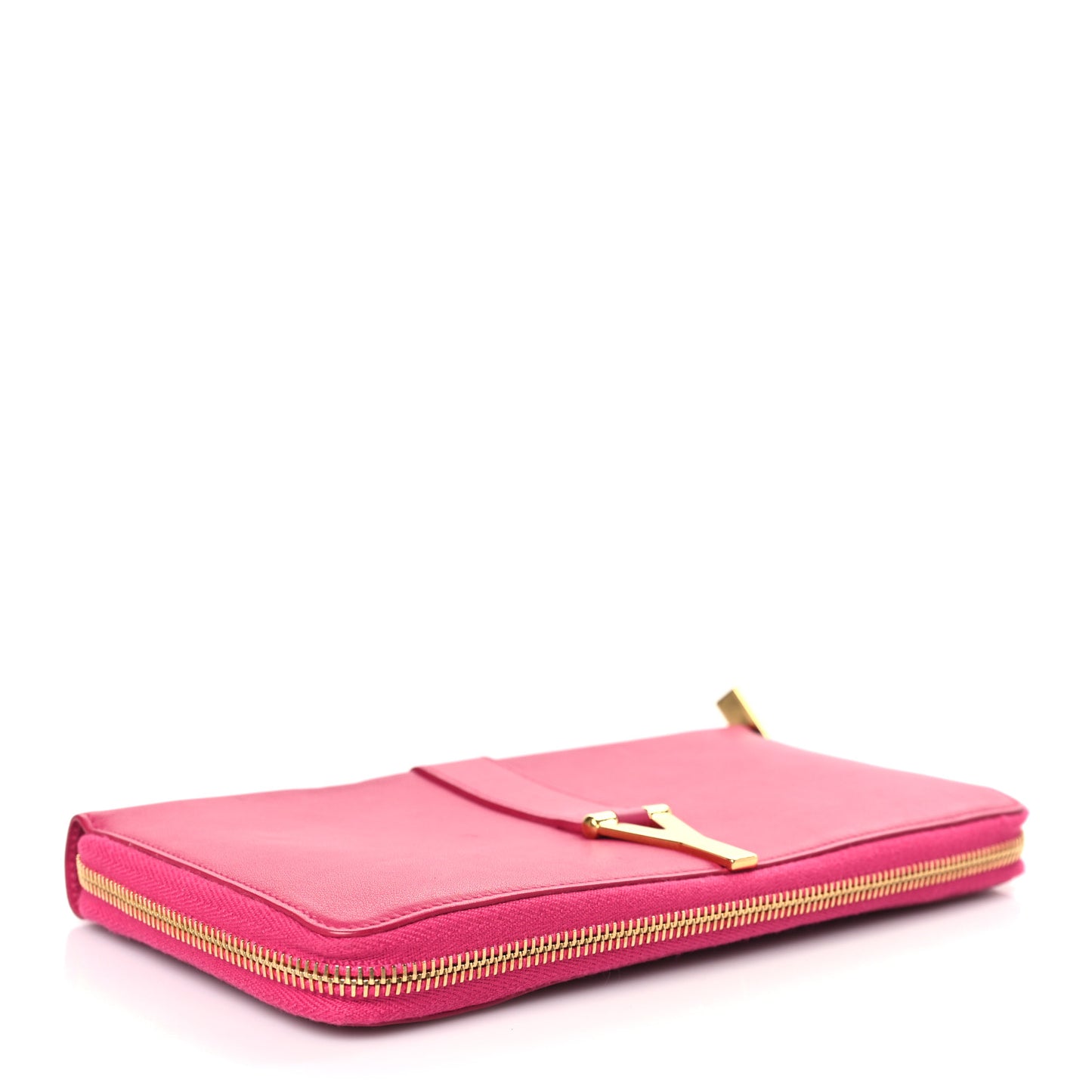 Calfskin Classic Y Ligne Zip Around Wallet Fuchsia