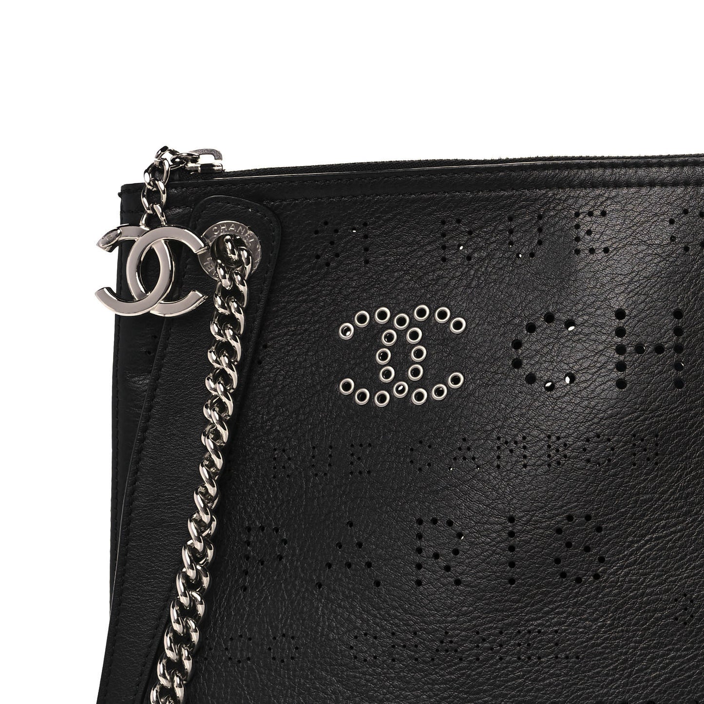 Calfskin Eyelets Clutch Black