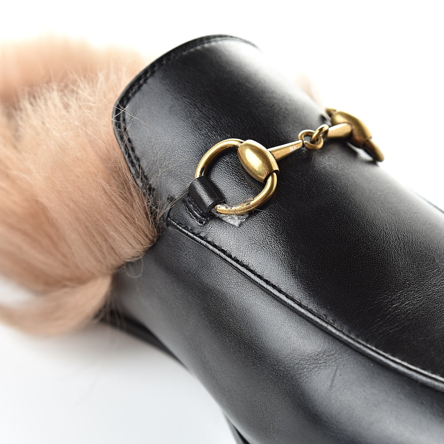 Calfskin Fur Womens Princetown Slippers 36.5 Black