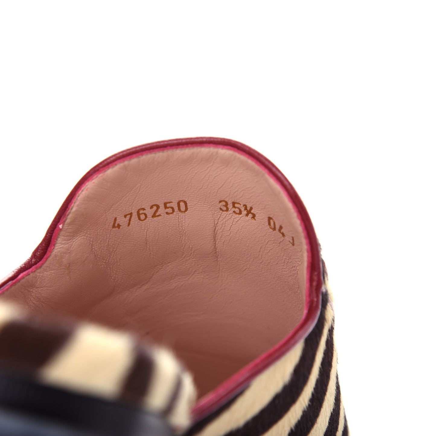 Calf Hair Tiger Print Womens Princetown Slippers 35.5 Natural Black Romantic Cherry