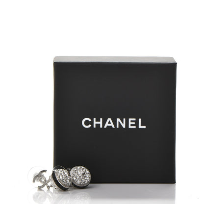 Chanel Crystal CC Drop Earrings Black Silver 5 of 5