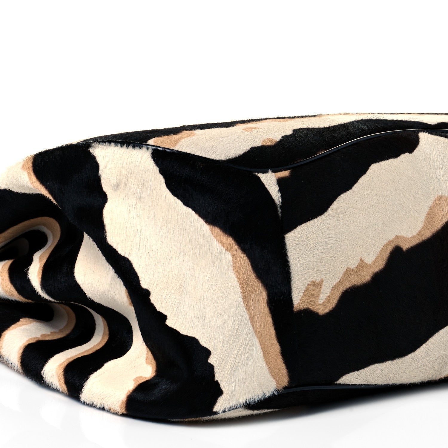 Gucci Calf Hair Zebra Print Bamboo Large Lady Lock Top Handle Bag Black White 8 of 9