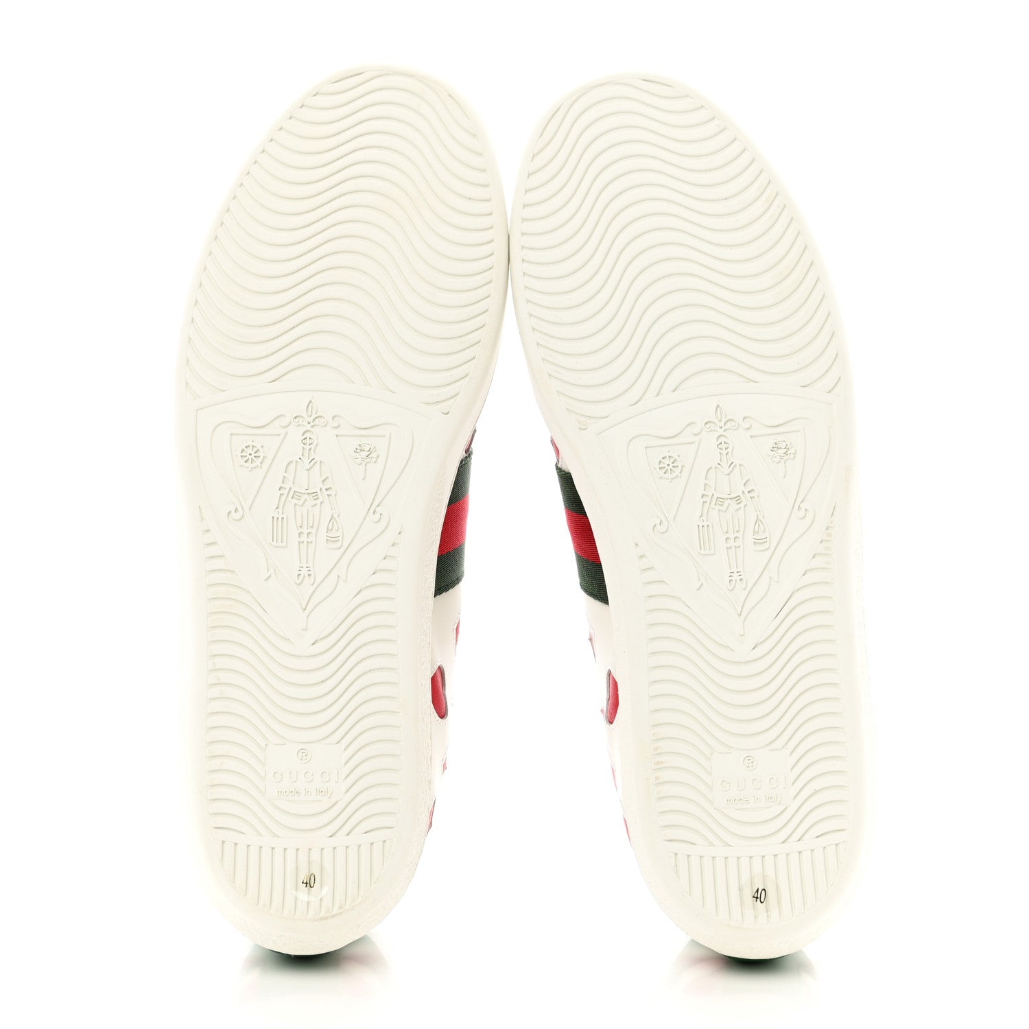 Gucci Calfskin Miro Soft Web Heart Cut Out Womens Ace Sneakers 40 White Light Hibiscus Red New Shamarock 5 of 10