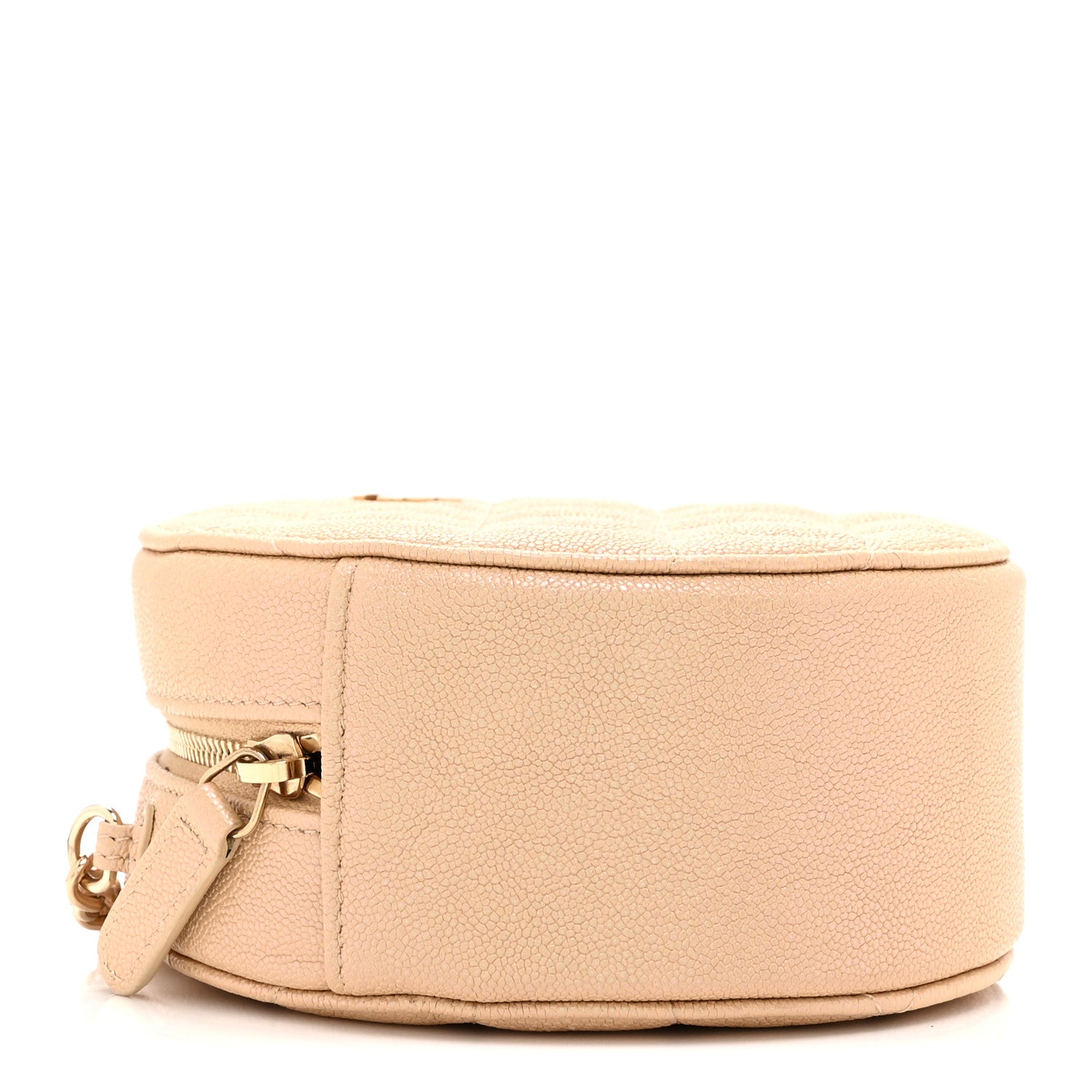 Chanel Iridescent Caviar Quilted Round Clutch With Chain Beige 4 of 10