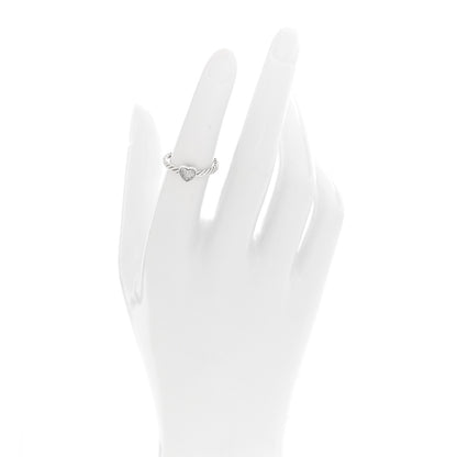 David Yurman Sterling Silver Diamond Cable Classics Heart Ring 50 5.25 2 of 4