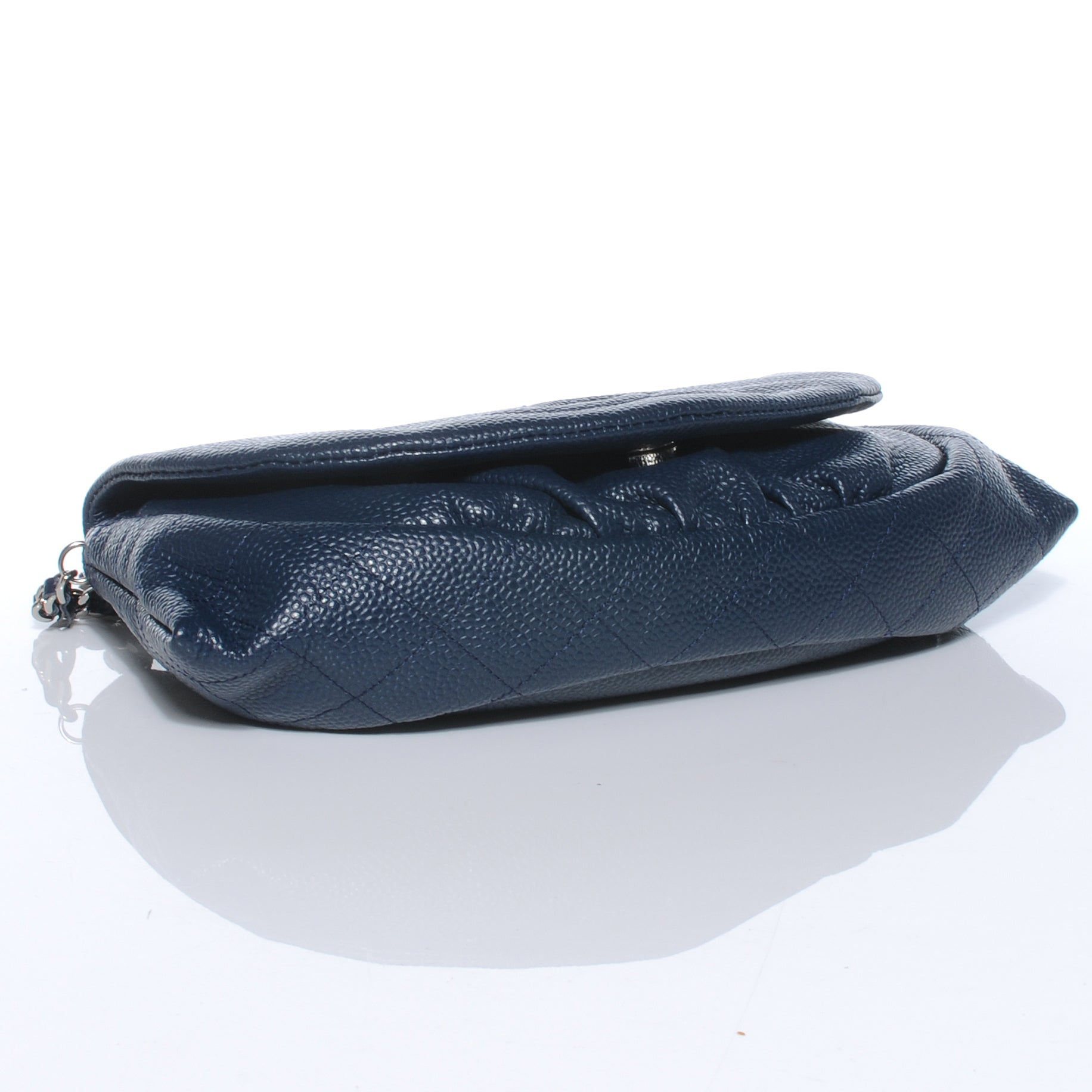 Chanel Caviar Half Moon Wallet On Chain Navy Blue 4 of 7