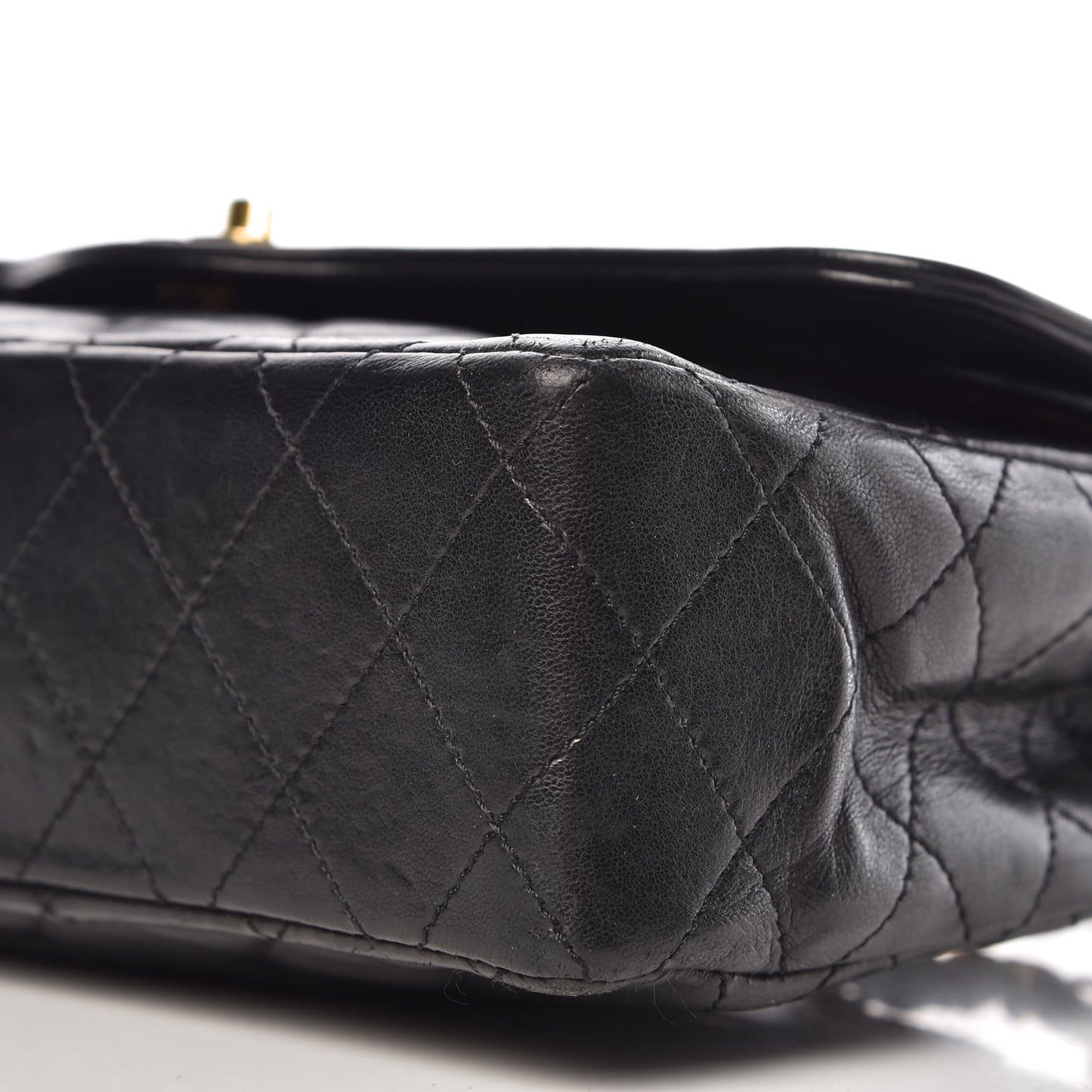 Lambskin Quilted Medium Double Flap Black