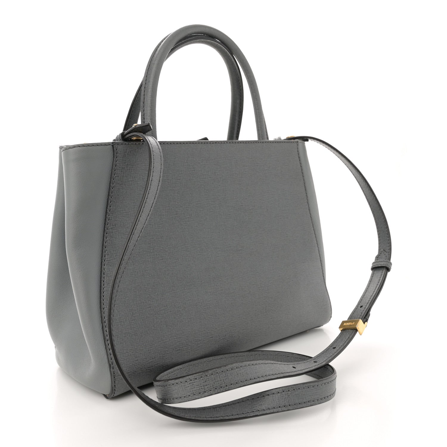 Fendi Vitello Elite Petite 2Jours Tote Grigio Grigio Chiaro 3 of 9