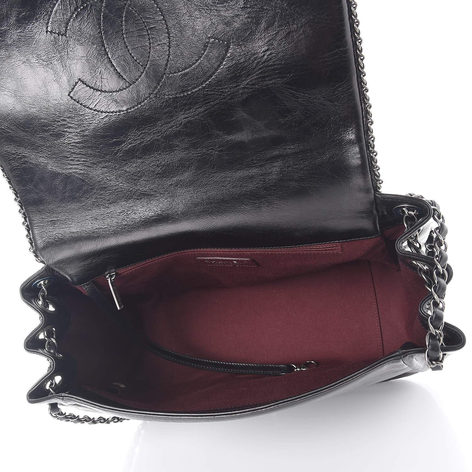 Chanel Calfskin Quilted Large CC Enchained Accordion Flap Black 5 of 8