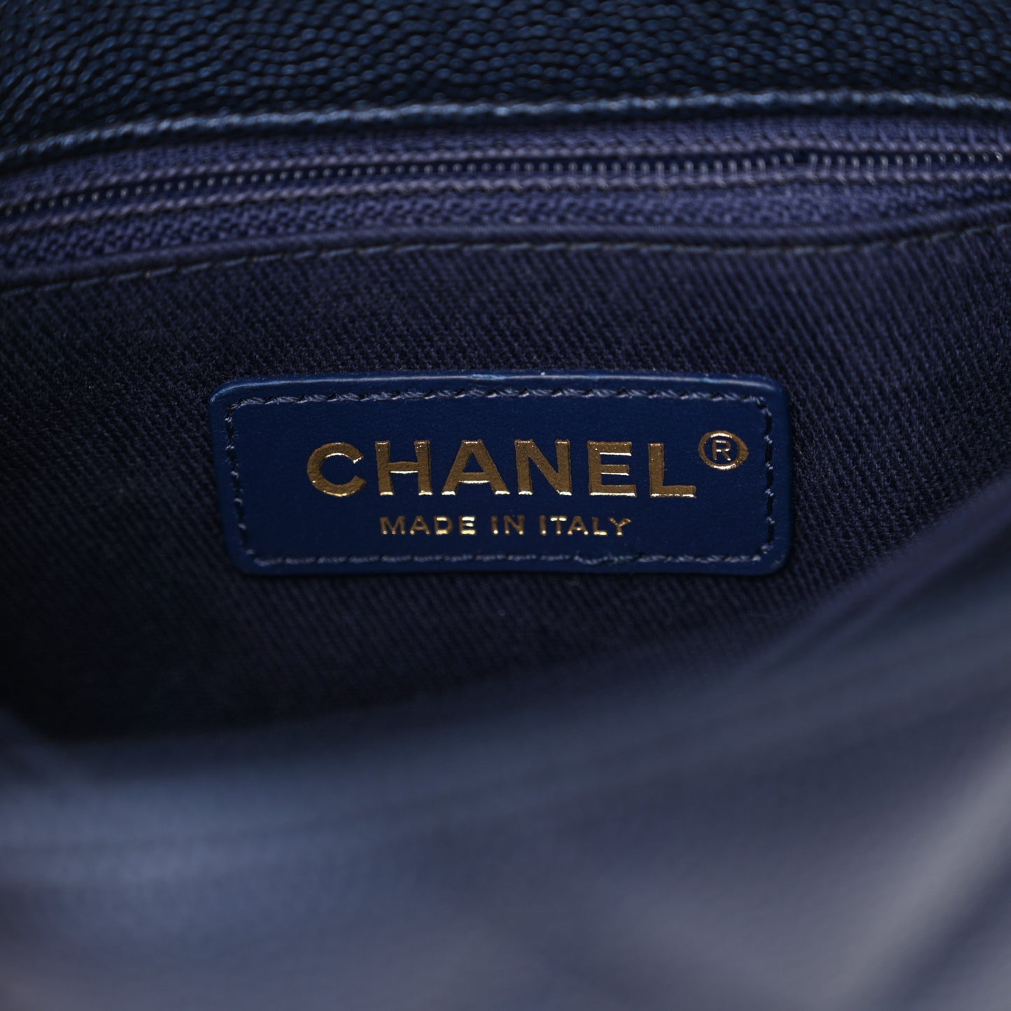 Metallic Caviar Quilted Extra Mini Coco Handle Flap Dark Blue