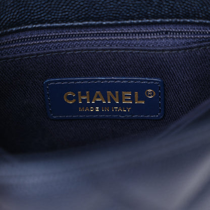 Chanel Metallic Caviar Quilted Extra Mini Coco Handle Flap Dark Blue 6 of 10