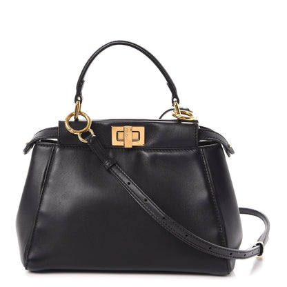 Fendi Nappa Mini Peekaboo Iconic Satchel Black 1 of 9