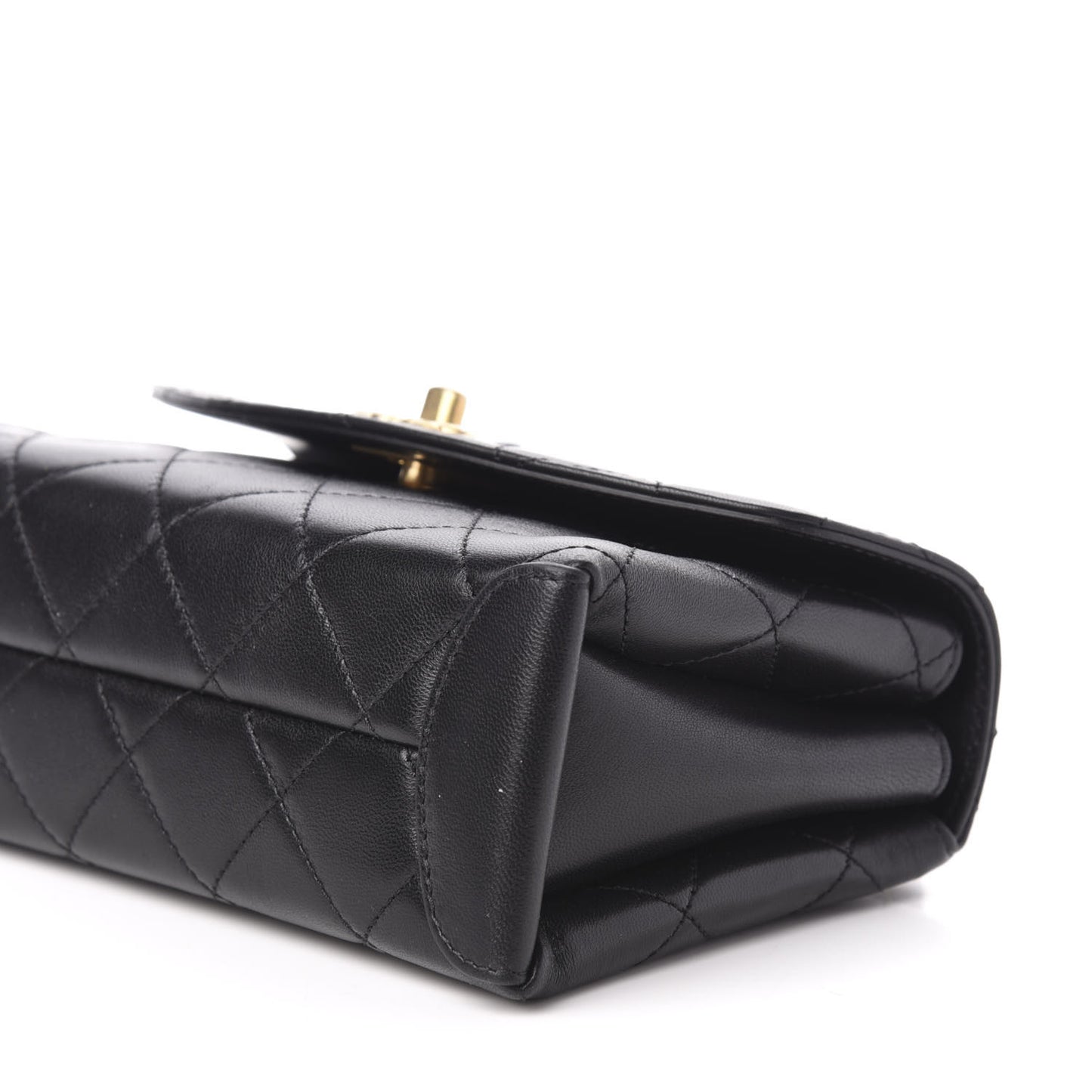 Lambskin Quilted Mini Trendy Spirit Top Handle Flap Black