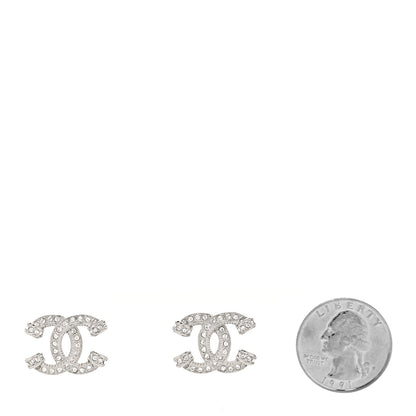 Chanel Crystal CC Earrings Silver 2 of 4