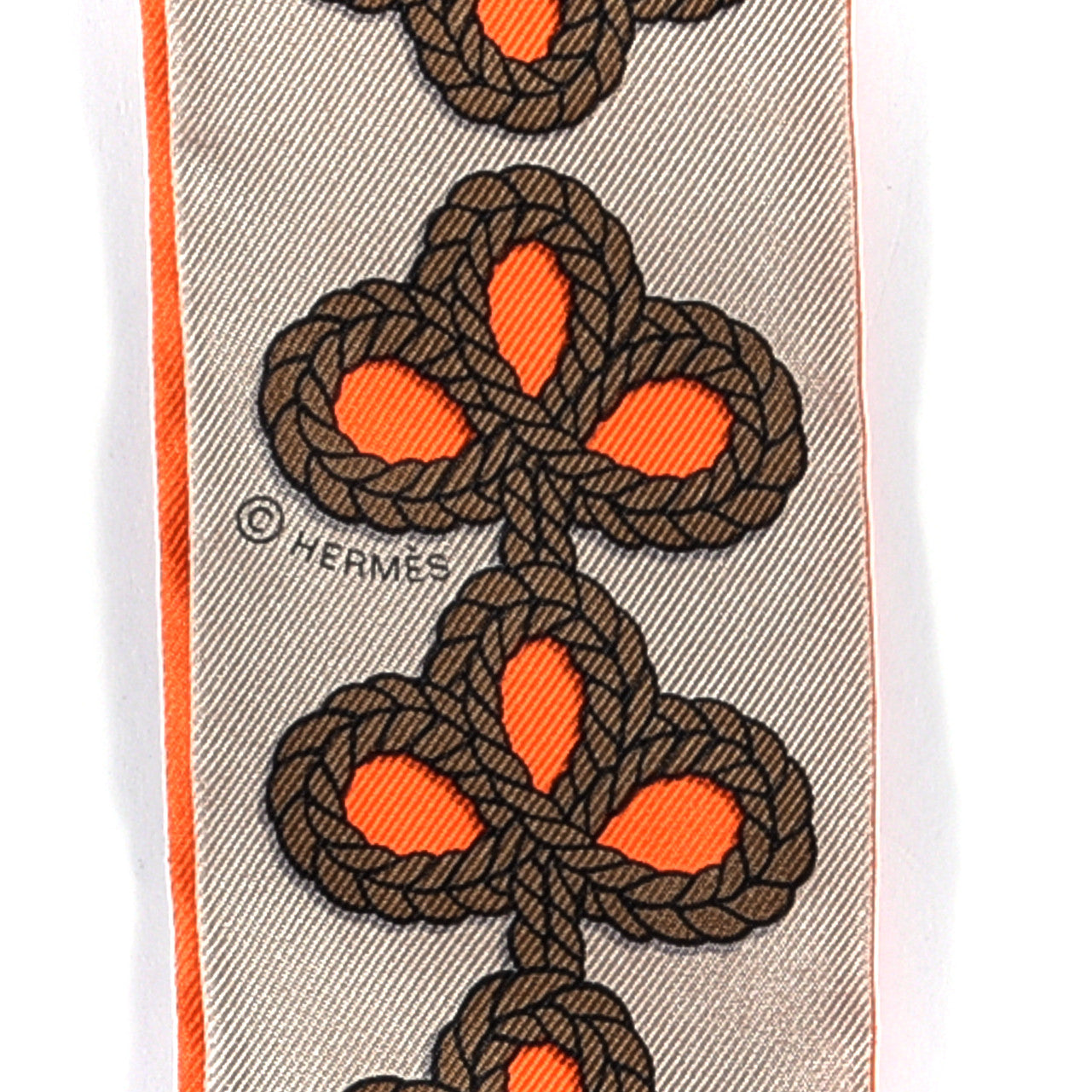 Hermes Silk Galons Et Brandebourg Twilly Orange Mastic Bronze 7 of 8