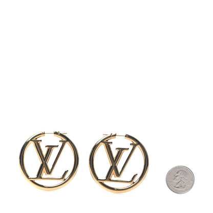 Louis Vuitton Metal Louise Hoop Earrings Gold 3 of 6