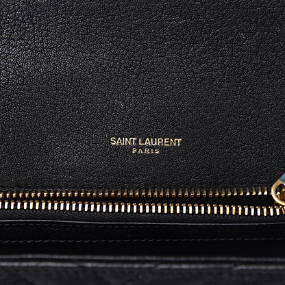 Saint Laurent Sheepskin Matelasse Chevron Monogram Medium College Bag Black 6 of 11