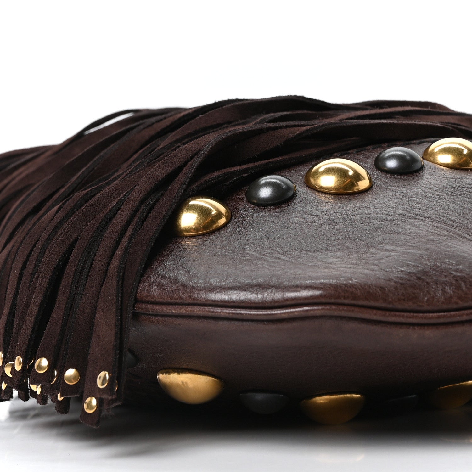 Gucci Suede Snakeskin Fringe Babouska Hobo Brown 10 of 10