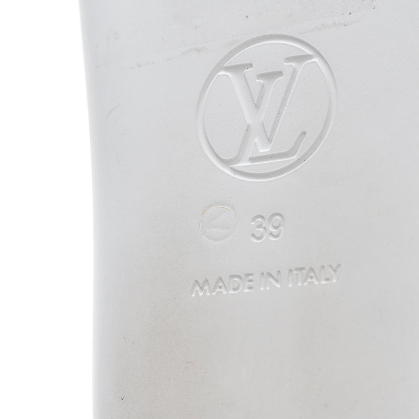 Rubber Monogram Embossed Sunbath Flat Mule 39 White