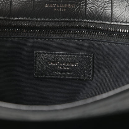 Saint Laurent Crocodile Embossed Lambskin Monogram Medium Niki Chain Satchel Black 7 of 11