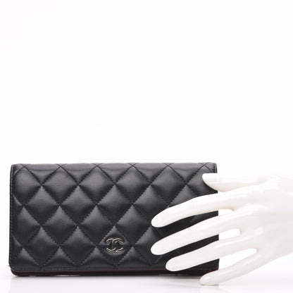 Chanel Lambskin Quilted Yen Wallet Black 2 of 10