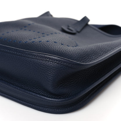 Hermes Taurillon Clemence Evelyne III PM Bleu Encre 9 of 10