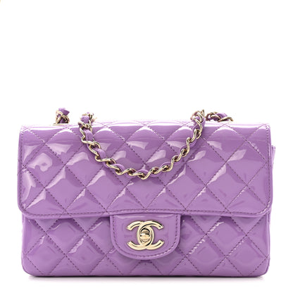 Chanel Patent Quilted Mini Rectangular Flap Purple 1 of 11
