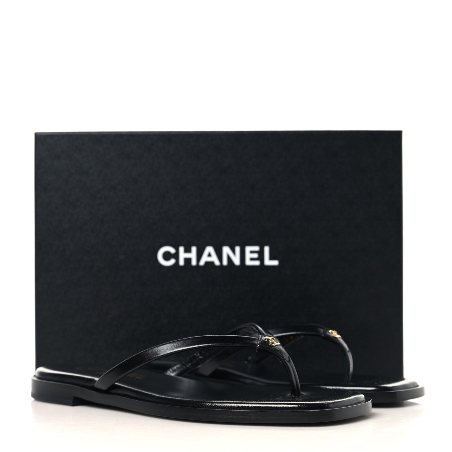 Goatskin Times Square Thong Sandals 37 Black