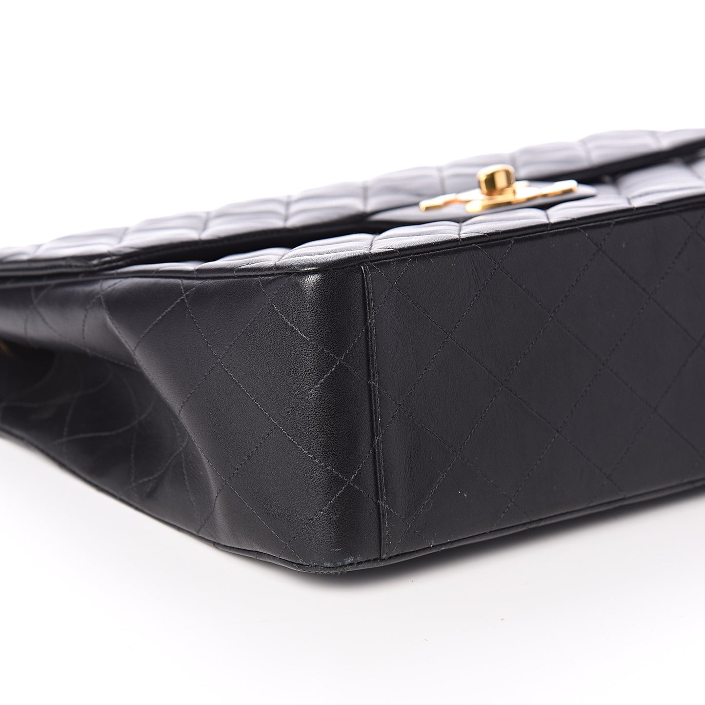Lambskin Quilted XL Jumbo Single Flap Black