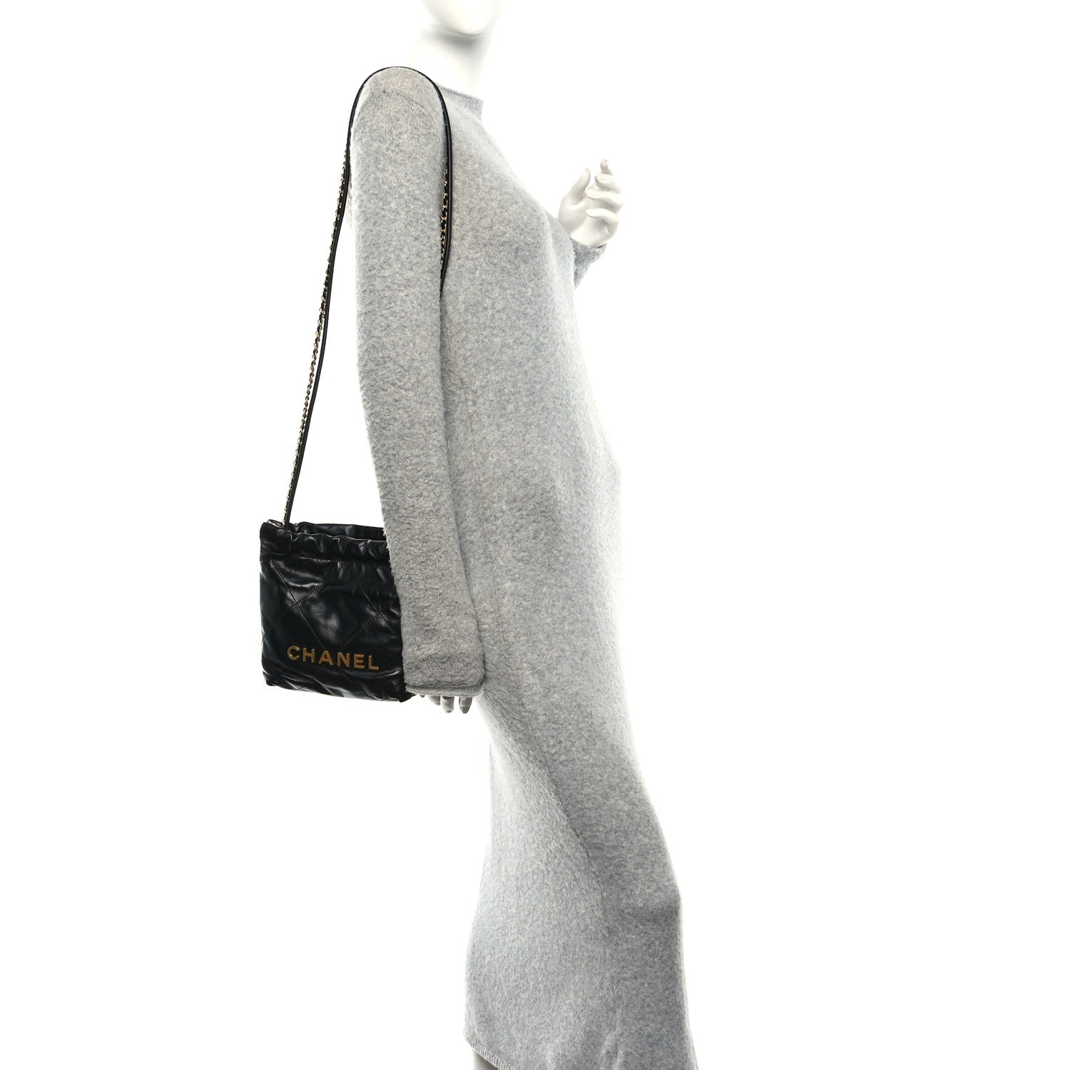 Chanel Shiny Calfskin Quilted Mini Chanel 22 Black 2 of 10
