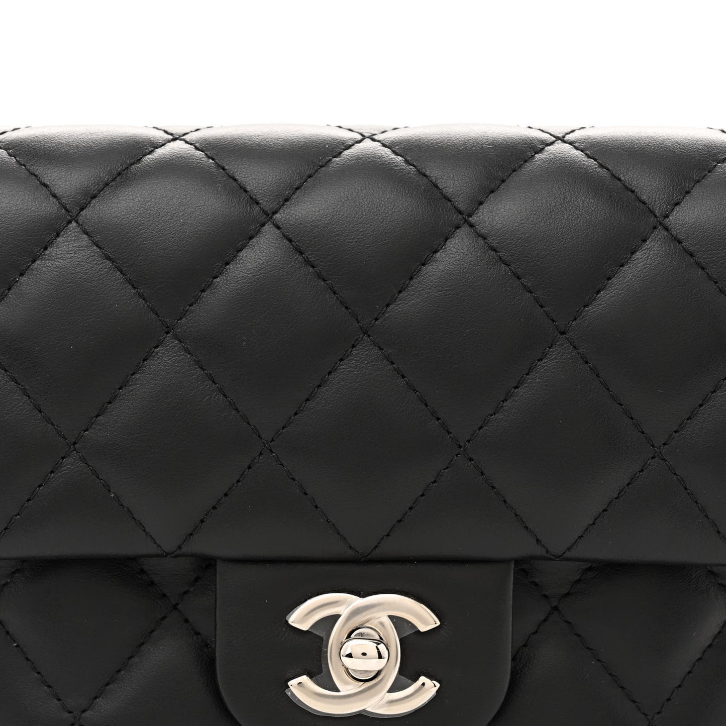Calfskin Quilted CC Uniform Flap Belt Bag Black