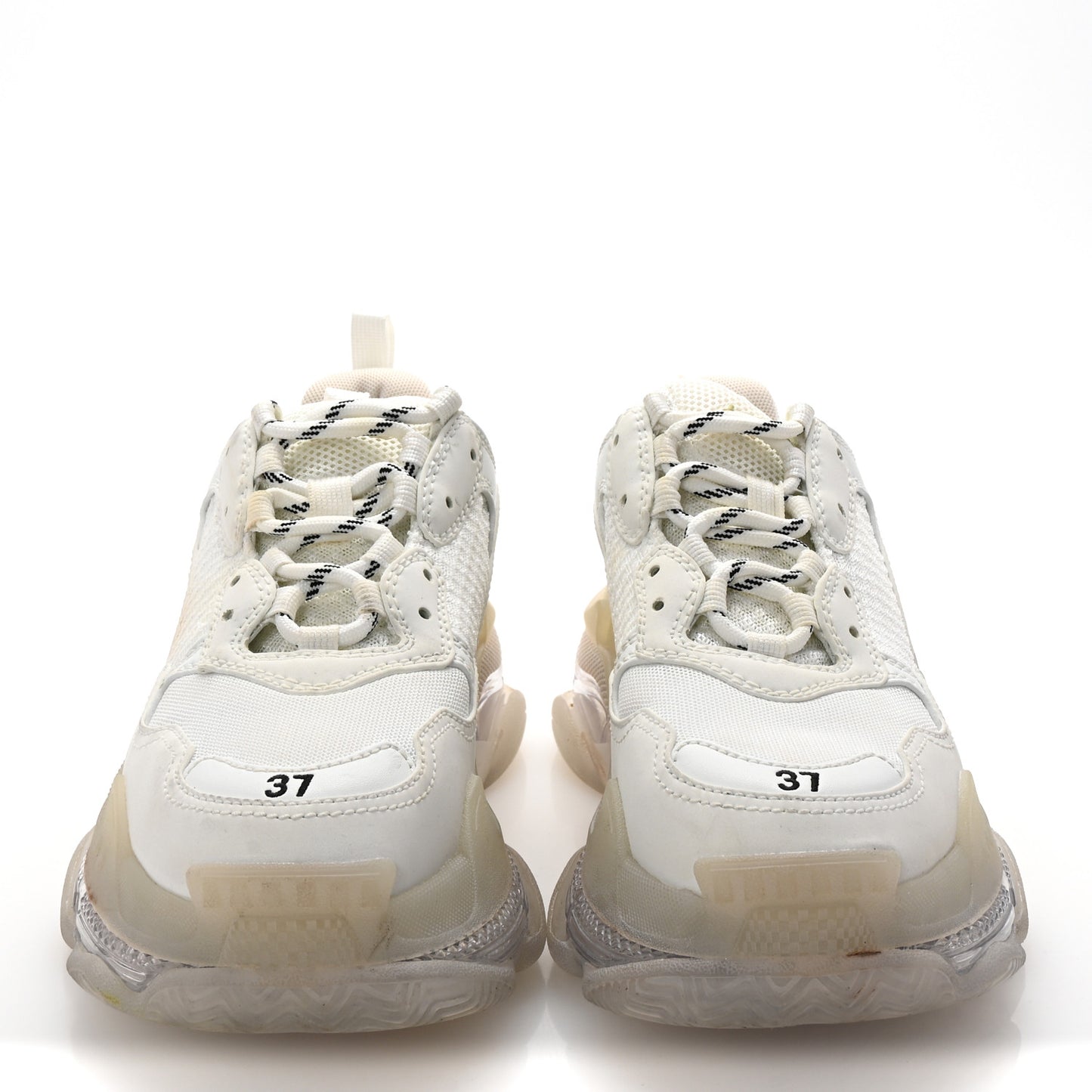 Fabric Mesh Clear Sole Womens Triple S Sneakers 37 White