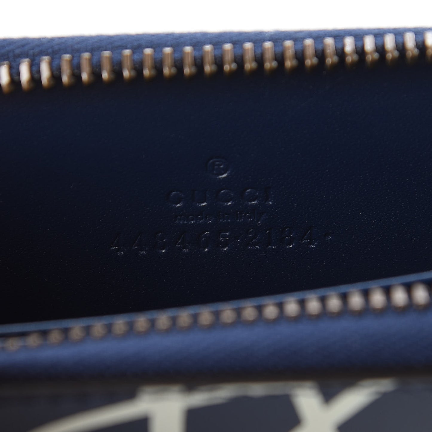 Calfskin GucciGhost Zip Around Card Case Blue Agata Hibiscus Red